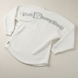NWOT Disney Parks World White Sherpa Silver Embroidery Spirit Jersey XL